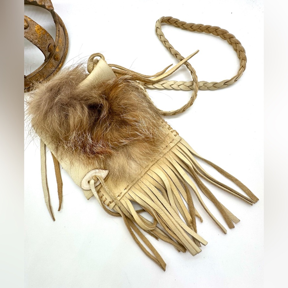 Vintage Leather Fur Medicine Man Pouch Bag